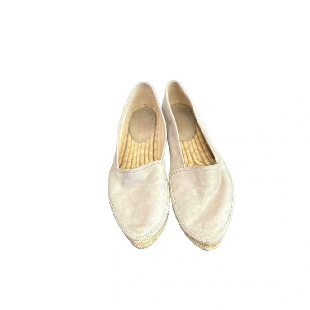 FRYE Espadrilles Leather Suede Gray Cement Closed Toe Flats Loafers Slip Ons